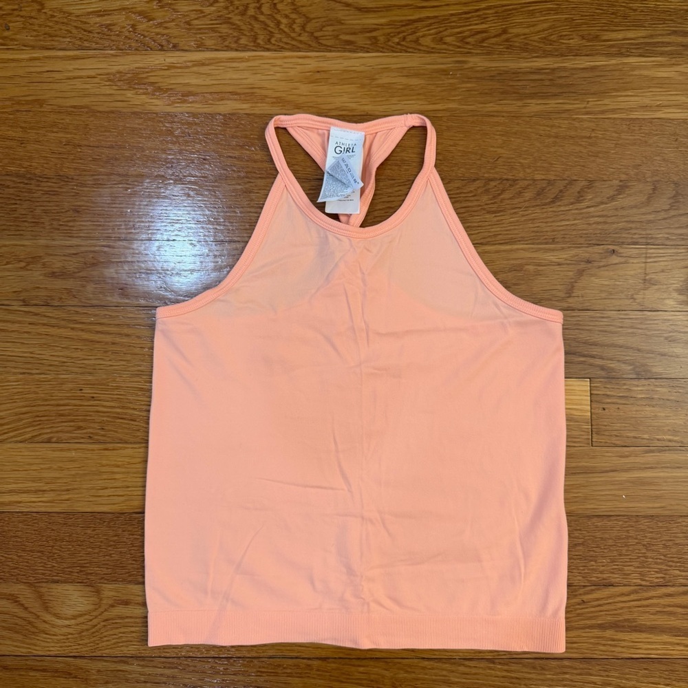 Athleta Girl Power Up Twist Tank Top Shirt Bright Peach - Girls Size M/8-10